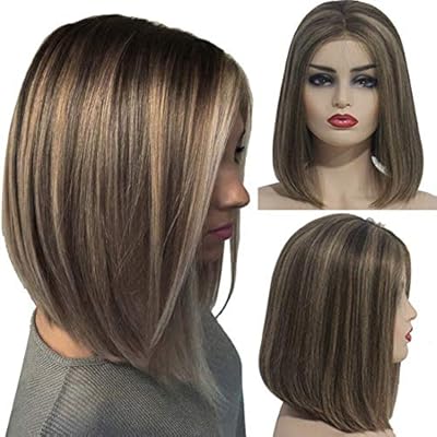 Short Bob Straight 13x4 Lace Front Bob Wigs Middle Part Ombre