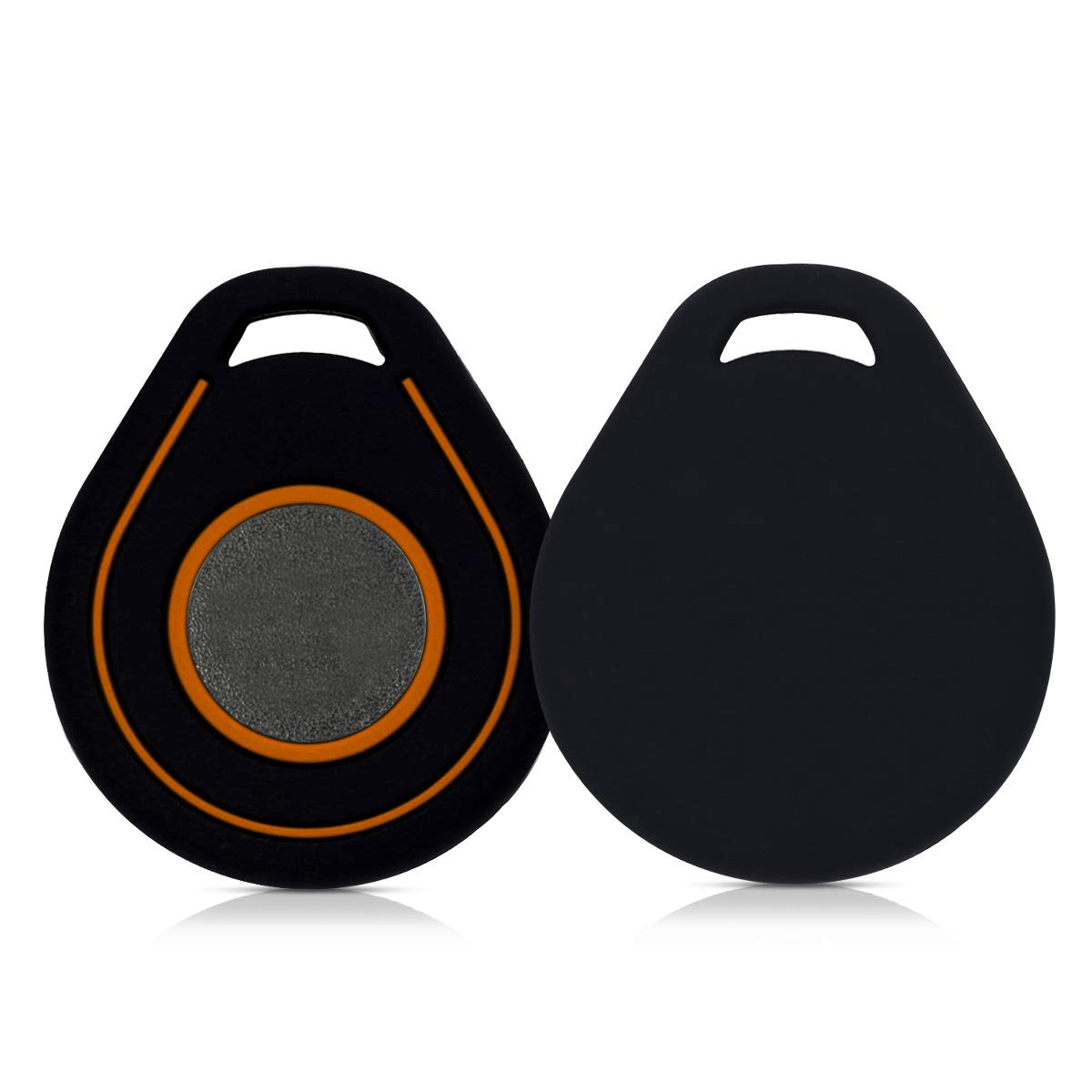 kwmobile Silicone Cover Compatible with Harley Davidson Motorcycle Key - Protective Soft Case Skin Protector for Motorcycle Remote Key Fob - Black/Orange