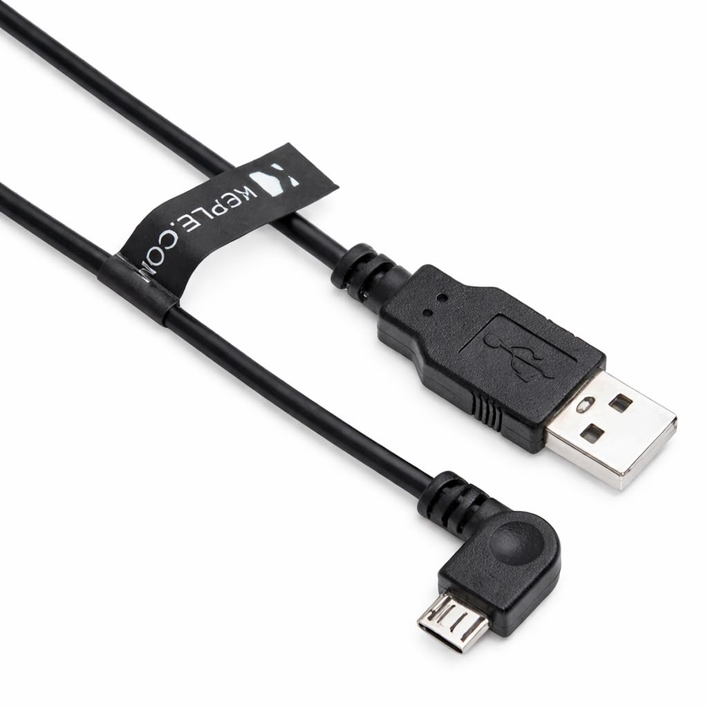 Micro USB Right Angle Cable 1m (3.2ft) – Charging & Data Sync Lead Compatible with TomTom GO 40/50 / 500/5000 / 510/5100 / 60/600 Sat Nav GPS Navigation System