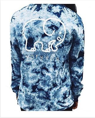 NATAY Women Casual Elephant Print Shirt Tops Long Sleeve Pockets Blouses Pullovers (Medium, Blue)