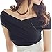 Maggie Tang Off Shoulder Trendy Fitted Cross Modal Blouse Top T-Shirt Black Size M