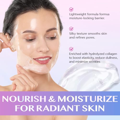 Korean Collagen Facial Mask, Collagen Night Wrapping Mask, Collagen Mask for Skin Firming, Facial Mask Deep Hydration, Reduce Wrinkles, Improve Skin Elasticity
