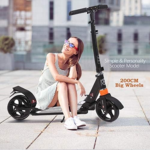 Simlive Adult Kick Scooter Foldable 3 Levels Adjustable Height 2-Wheel Kick Scooter Big Wheel Scooter