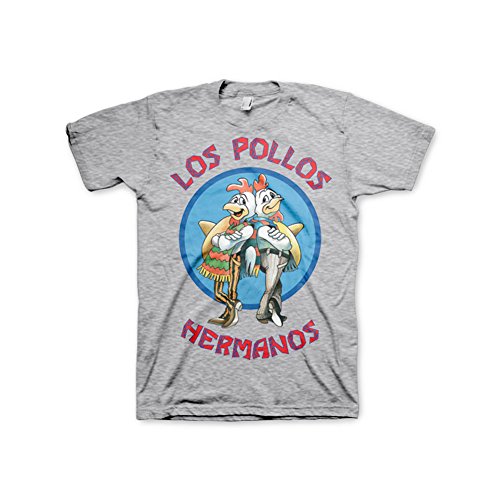 Breaking Bad T Shirt Los Pollos Hermanos new Official Mens Grey