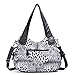 Angelkiss Women Top Handle Satchel Handbags Shoulder Bag Messenger Tote Washed Leather Purses Bag (Black Leopard)