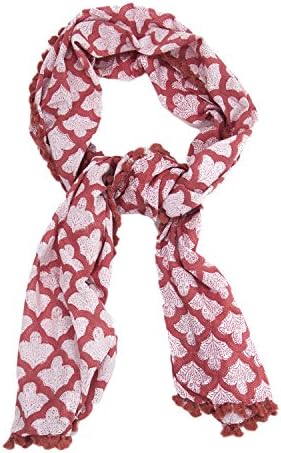 Roberta Roller Rabbit Women's Printed Pom Pom Scarf One Size Jemina Red