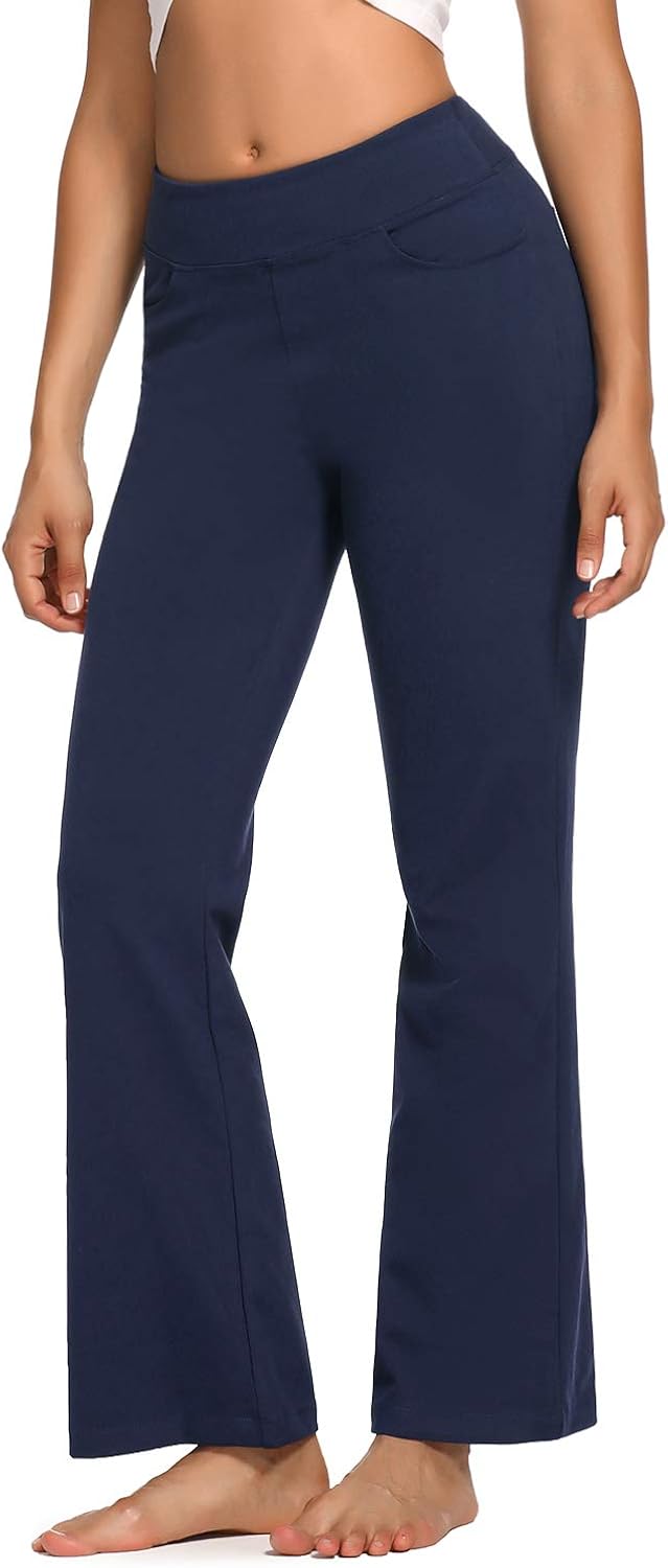 SEVEGO Women's 29"/31"/33"/35" Inseam Tall, Regular, Petite Soft Long Bootcut Yoga Pants with Pockets Lounge Workout: Clothing