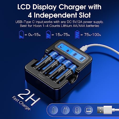 Lot de 8 piles au lithium AA rechargeables 1,5 V - 3500 mWh et 1600 cycles longs - 8 batteries au lithium 1,5 V AA avec charge rapide blanche - Écran LCD - Chargeur