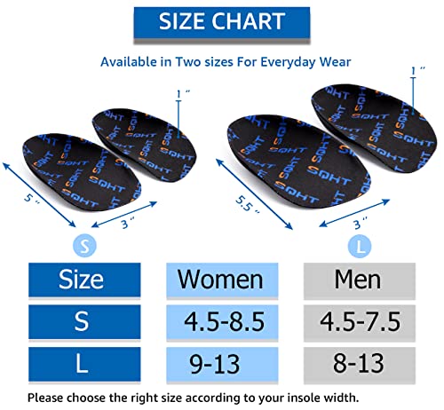 SQHT Plantar Fasciitis Insoles, Fast Relief Orthotic Heel Inserts for Heel Pain, Heel Spurs and Achilles Tendonitis, Heel Cups for Women Men (Small W4.5-8.5 | M4.5-7.5)