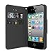 GPL Cellto Apple iPhone 4 iPhone 4S Premium Wallet Case [Dual Magnetic Flap] Diary Cover PU EPI Leather + Life Time Warranty - Black