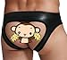 ONEFIT Mens Sexy Underwear Faux -Leather Jockstrap Breathe Holes G-String, Black, Medium