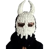 Y2k Knit Balaclava Face Mask for Women Men Bunny Ear Horn Ski Scarf Winter Warm Hat Knit Skull Beanie for Halloween