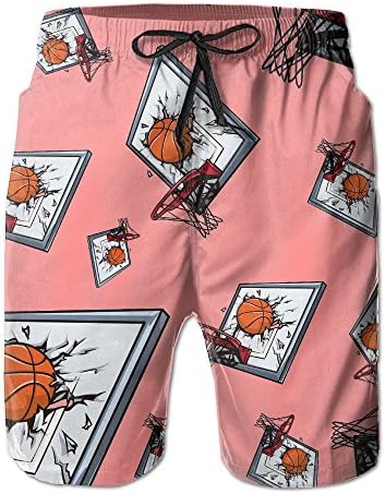Basketball Hoop Low Poly Men's Printing Beach Shorts Swim Trunks Boardshorts Pockets