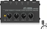HSCLPM Headphone Amplifier, HA400 4-Channel Metal Stereo Audio Amplifier, Mini Earphone Splitter with DC 12V Power Adapter, HA400d1 for Sound Mixer PC Guitar Studio Stage