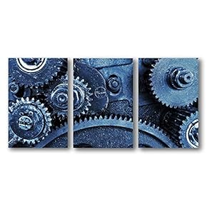 3 Piece Canvas Wall Art for Living Room Bedroom Home Artwork Mechanical Gear Paintings Ready to Hang - 16"x24" x 3 Panels