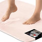 GORILLA GRIP Memory Foam Bath Mat, Soft Absorbent Velvet Bathroom Mats, Durable Dots on Underside, Machine Washable Bathmat, Carpet Rug Room Decor for Shower Tub Floor RV, 24x17 Rugs, Pink