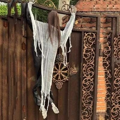 ハウスバー怖いクロール ハロウィンホラークライミングウォールの幽霊怖い顔のない幽霊の小道具を ドアクロールお化け屋敷お化けバーパーティーの装飾小道具クライミングクロール ゴーストプロップのクロール Color Yellow