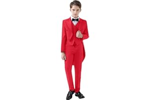 ProPoFol Boys Tuxedo Suit Slim Fit Kids Tailcoat Suit 3 Piece Suits Set for Prom Concert Wedding Casual