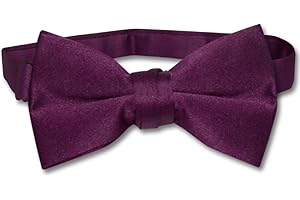 Vesuvio Napoli BOY'S BOWTIE Solid EGGPLANT PURPLE Color Bow Tie