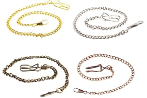 Hemobllo 4PCS Pocket Watch Chain Set, 15-Inch Vintage Vest & Jean Chain for Men, Multi-Color Replacement Watch (Gold, Silver,