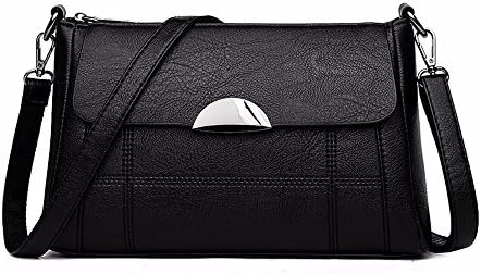 Alovhad ladies handbag leather shoulder Small Crossbody Bags for Women Zipper Multi Purse (Black)