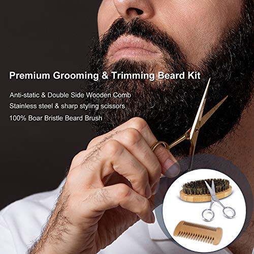 Beard Grooming Kit - Jurgen K Beard Care Kit for Men, Beard Growth Kit Pure Natural Beard Oil and Balm, Anti-Static Wooden Beard Brush and Comb, Sharp Beard Scissors, Luxury Gift Box and Free E-Book - Thumbnail 3