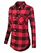 Doublju Womens Long Sleeve Oversized Flannel Plaid Button Down Shirt