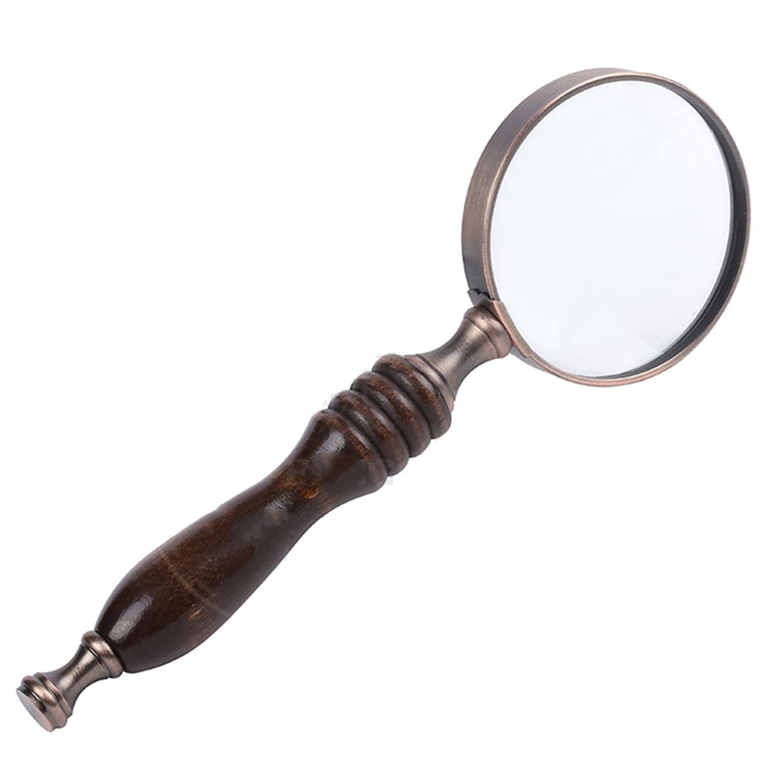 Meichoon Handheld Wood Magnifying Glass 10X Classical Nostalgic Retro Style Magnifier Ebony Handle the Elder Reading Aid Tool,UC32