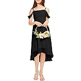 Imily Bela Girls Cold Shoulder Junior Bridesmaid Dresses Asymmetrical Chiffon Wedding Party Gown Dress