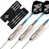 CUESOUL 20 Grams Steel Tip Brass Barrels Nickle Planting Darts Set with Aluminum Shafts and Case