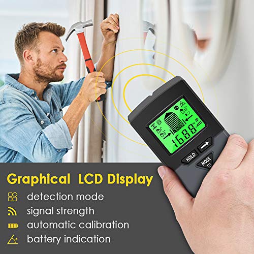 Stud Finder with Digital Level, 5 in 1 Wood Stud Finder Wall Scanner with Sound Warning, Digital LCD Display, Stud Finder, Magnetic Stud Finder and Center Stud Finder