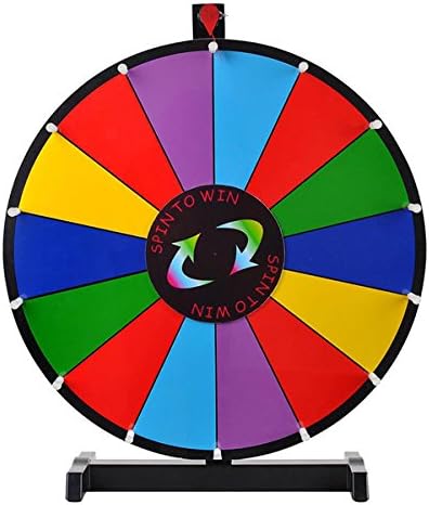 Spinning Prize Wheel - 24" Lightweight Tabletop Dry Erase Easy to Assemble 14 Slots Prize Fortune Wheel with Marker and Eraser Perfect for Trade Shows, Carnival, Office Party, Game Night