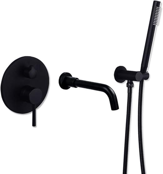 Shower System Wall Mounted Brass Matte Black Finish Bathroom