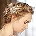 FAYBOX Wedding Bridal Golden Floral Hair Clips With Bling Rhinestone Prom Accessories Decoration D