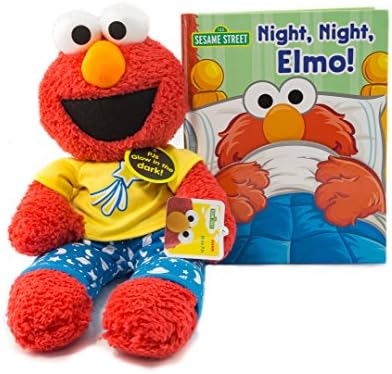 PJ Elmo Gift Combo | Bedtime PJ Elmo 16" Plush | Stuffed Animal Toy with Night Night Elmo Board Book | Board Book and Toy Combo