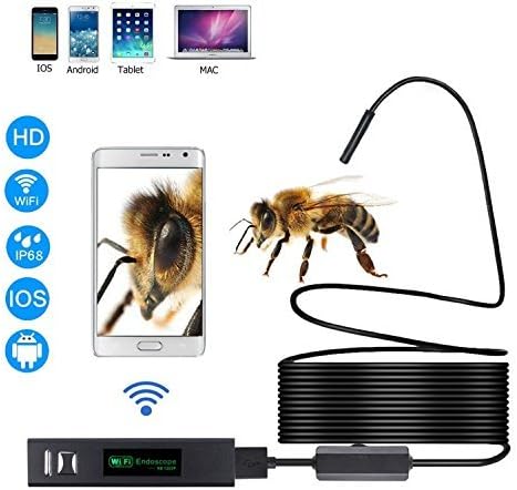 Endoscope Camera Waterproof Meita Wireless WiFi Borescope 1200P HD LED Inspection Tool USB Snake Cam with Light Flexible Qualitative Cable for Phone iOS Android Mac Windows Tablet 5M