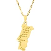 Xusamss Fashion Stainless Steel Portugal Cities Map Pendant Necklace