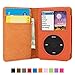 iPod Classic Case, Snugg Orange Leather Flip Case [Card Slots] Executive Apple iPod Classic Wallet Case Cover and Stand - Legacy Series