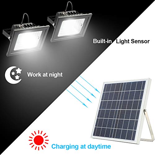 Solar Flood Light Remote Control,JPLSK IP65 Waterproof Dual 126 LED 18W Solar Panel Solar Powered Flood Lights Outdoor for Patio Backyard Garden Driveway Pool - Thumbnail 2