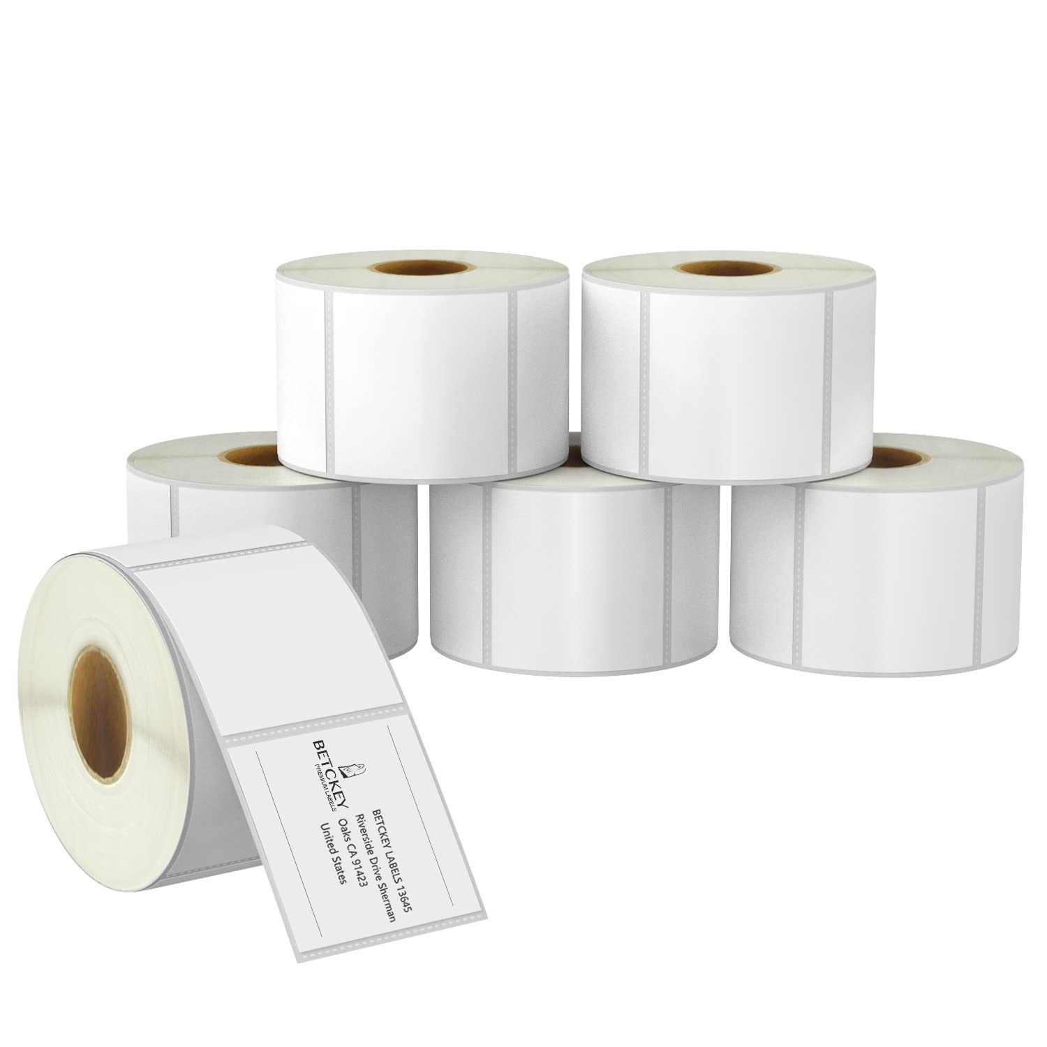 BETCKEY - 51mm x 38mm(2 in x 1.5 in) Barcode & Address Thermal Labels, 1000 Perforated Stickers per Roll Compatible with Zebra & More Printers [6 Roll/6000 Labels]