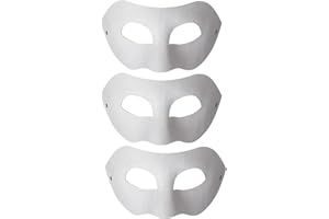 Liatunou 3 Pack Paper Mache Masks,White DIY Masquerade Masks,Paintable Paper Mask for Halloween Cosplay Parties,Mardi Gras,Artistic Projects