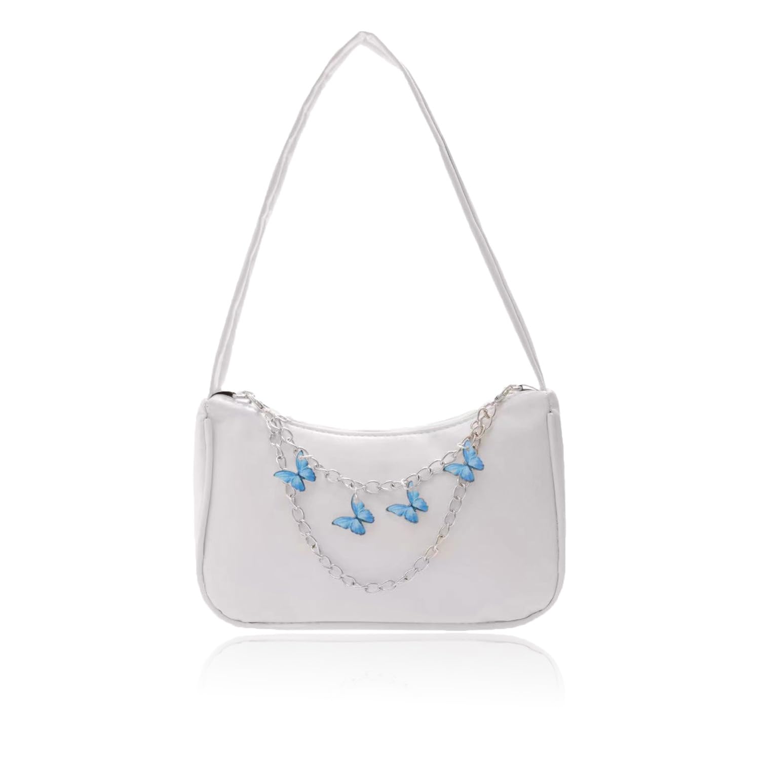 BAUIOREAD 1 Piece Handbag, Small Handbag, Small Handbag, Shoulder Bag with Butterfly Chain, Armpit Bag with Zipper, Purse, Plain Women's Bag