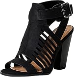Delicious By Soda Yummy Cutout Stacked Heel Sandal