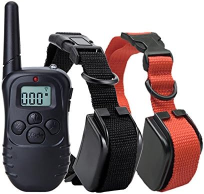 Eeoo 330 Yard Rechargeable and rainproof transmitter and receiver Remote Dog Training E-Collar training collar with LCD display For Two dogs