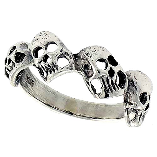 Sterling Silver Skulls Ring for Women Dainty 5/16 inch size 7.5