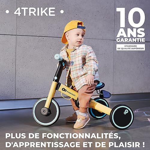 Kinderkraft 4TRIKE Tricycle 3en1, Tricycle Pliable, Vélo sans Pédales, Vélo Bébé, Mini Draisienne, Trotteur, Selle réglable, Trois Roues, De 12 Mois à Environ 5 Ans, 25kg, Bleu