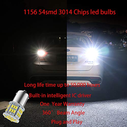 Melphan-Auto 24V 1156 1141 1003 BA15S 54-SMD 3014 Chips White LED Bulbs for RV Camper Trailer Trunk Vehicle Interior Lights Tail Backup Reverse Lights Parking Lights Pack of 4