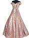 YIRENWANSHA Women's Off Prom Dress Sequin Empire Waist Evening Gown Long Costume 20 Plus Rose Gold Without Beads