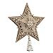 Kurt Adler 13.5-inch Star Treetop with Ivory Pearls and Platinum Glass Glitter
