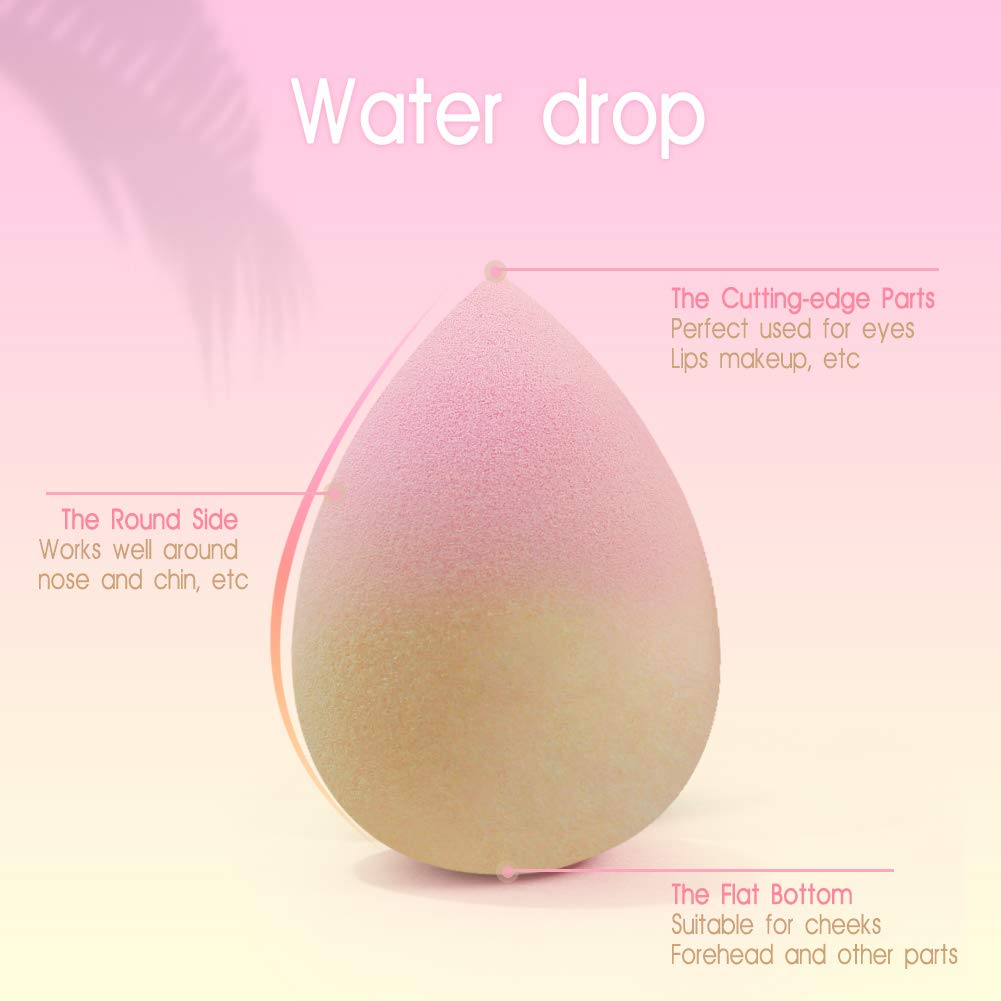 BEAKEY Color-Changing Makeup Sponge Set Blender Beauty Foundation Blending Sponge, Flawless for Liquid, Cream, and Powder, 2 Pcs : Beauty